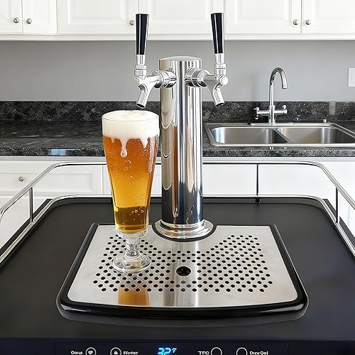 Miniatura 7 de CHILDHOOD Bandeja de goteo de cerveza Kegerator de acero inoxidable para torre de grifo universal