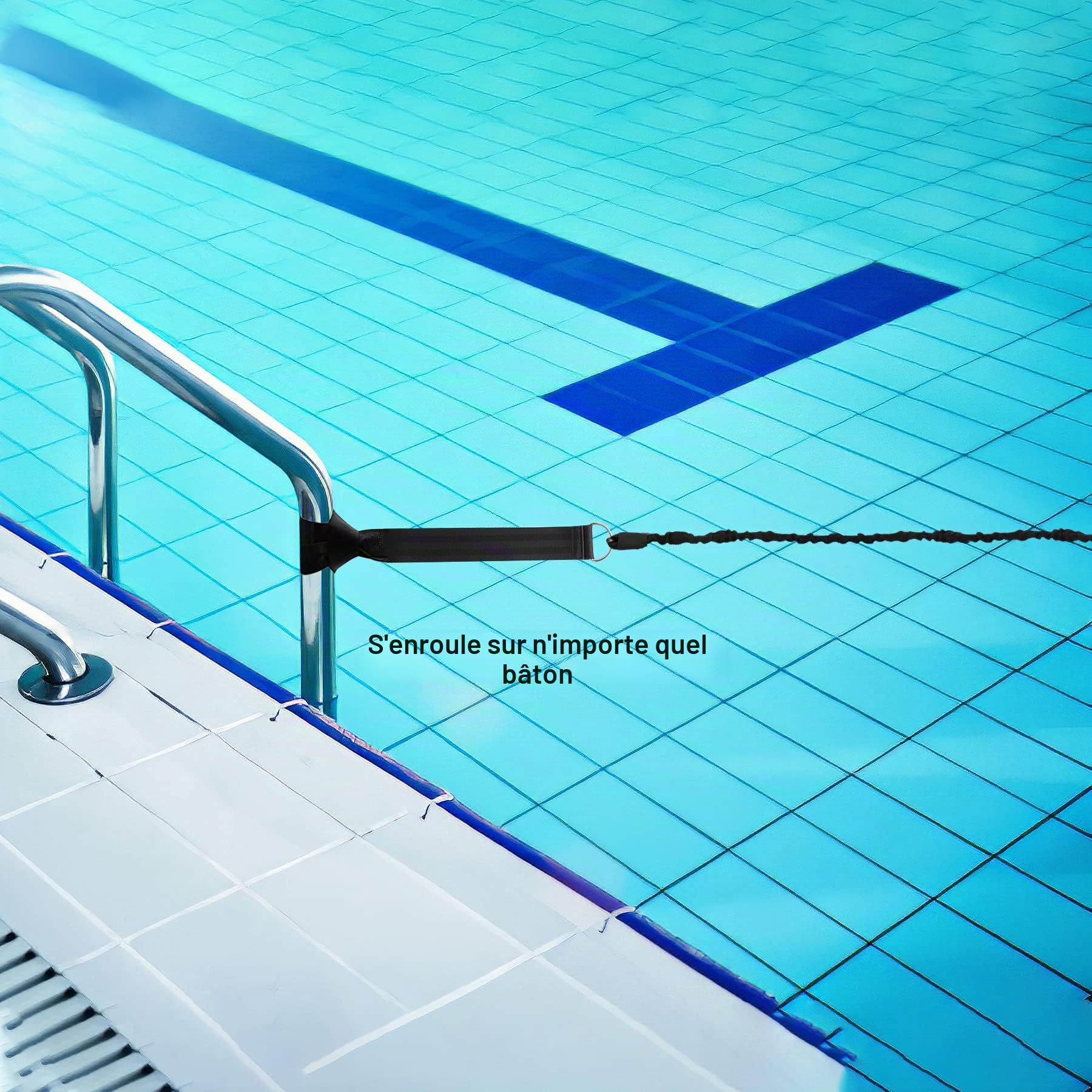 Hikeen Ceinture d'entraînement de Natation, Sangle de 4 m pour Nager en Place, Harnais Stationnaire, Ceinture de résistance Aquatique
