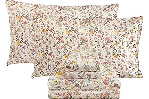 Viviland Floral King Sheet Set: Luxurious Comfort Embraced by Pink and Yellow Blooms