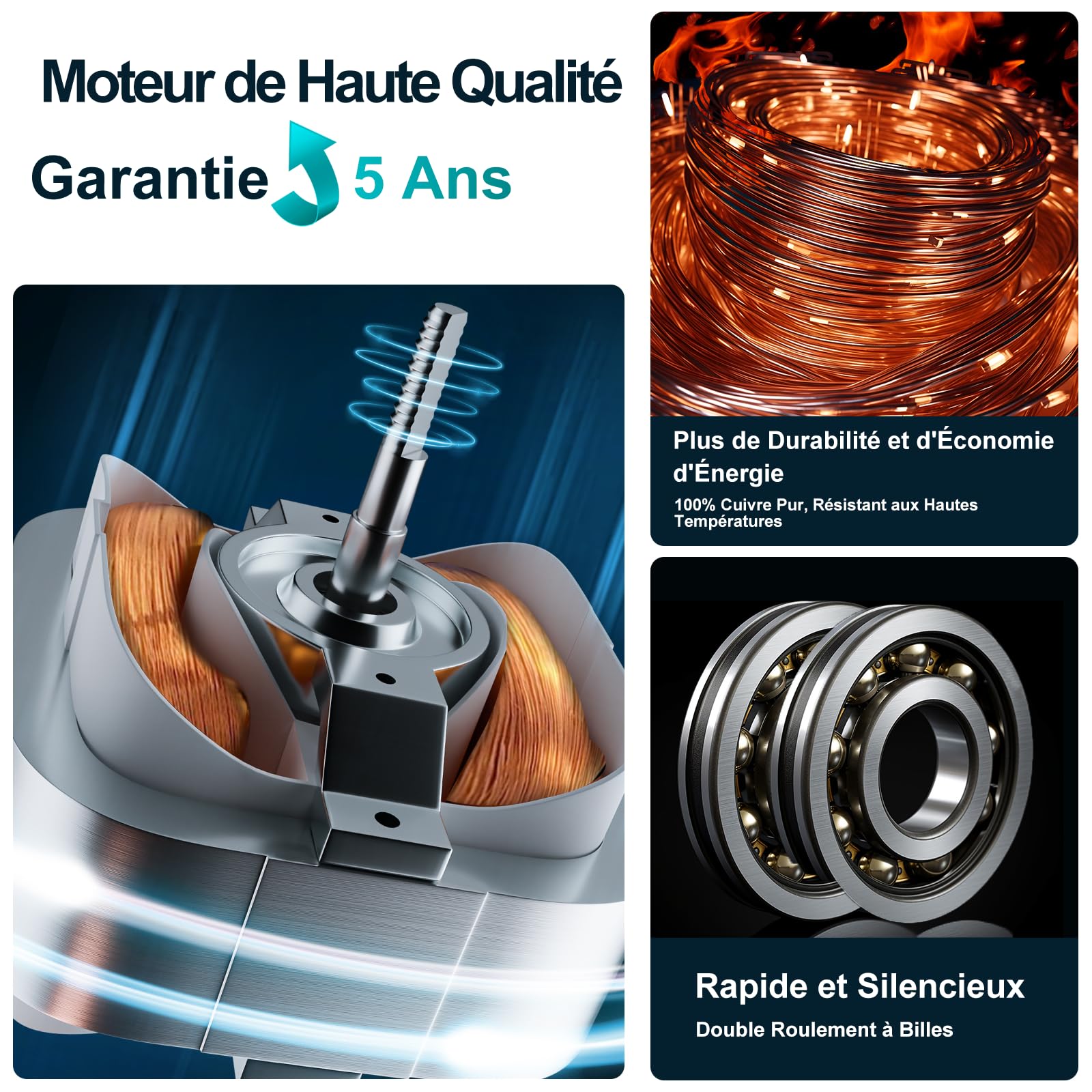 100mm Extracteur d'air 130m³/h 12W, Fonctionnement silencieux Ventilateur d'extraction à fort débit d'air, Économe en énergie, Pour Salle de Bain, Cuisine,toilettes, Serres,Tentes (4 inch)