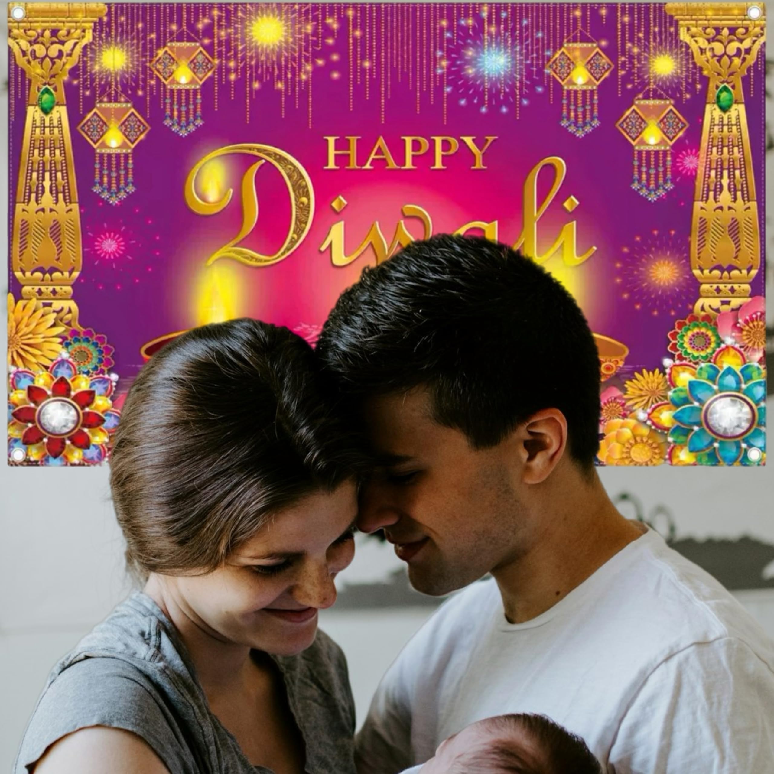 eBoutik, Happy Diwali Photography Background Décor Indian Festival Of Light Decorations, Navratri Wedding Decoration - Image 2