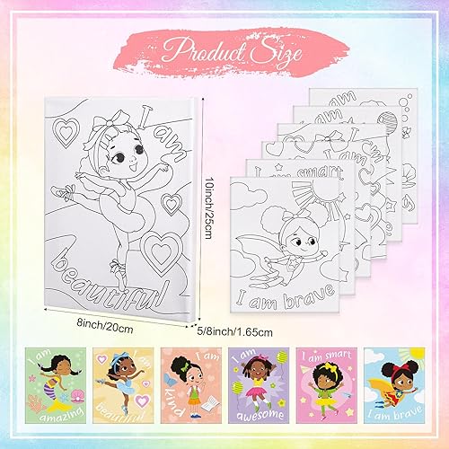 Miniatura 3 de Tatuo 6 lienzos predibujados para pintar de 8 x 10 pulgadas, lienzo estirado y estirado para adultos y niños, para pintar regalos de cumpleaños