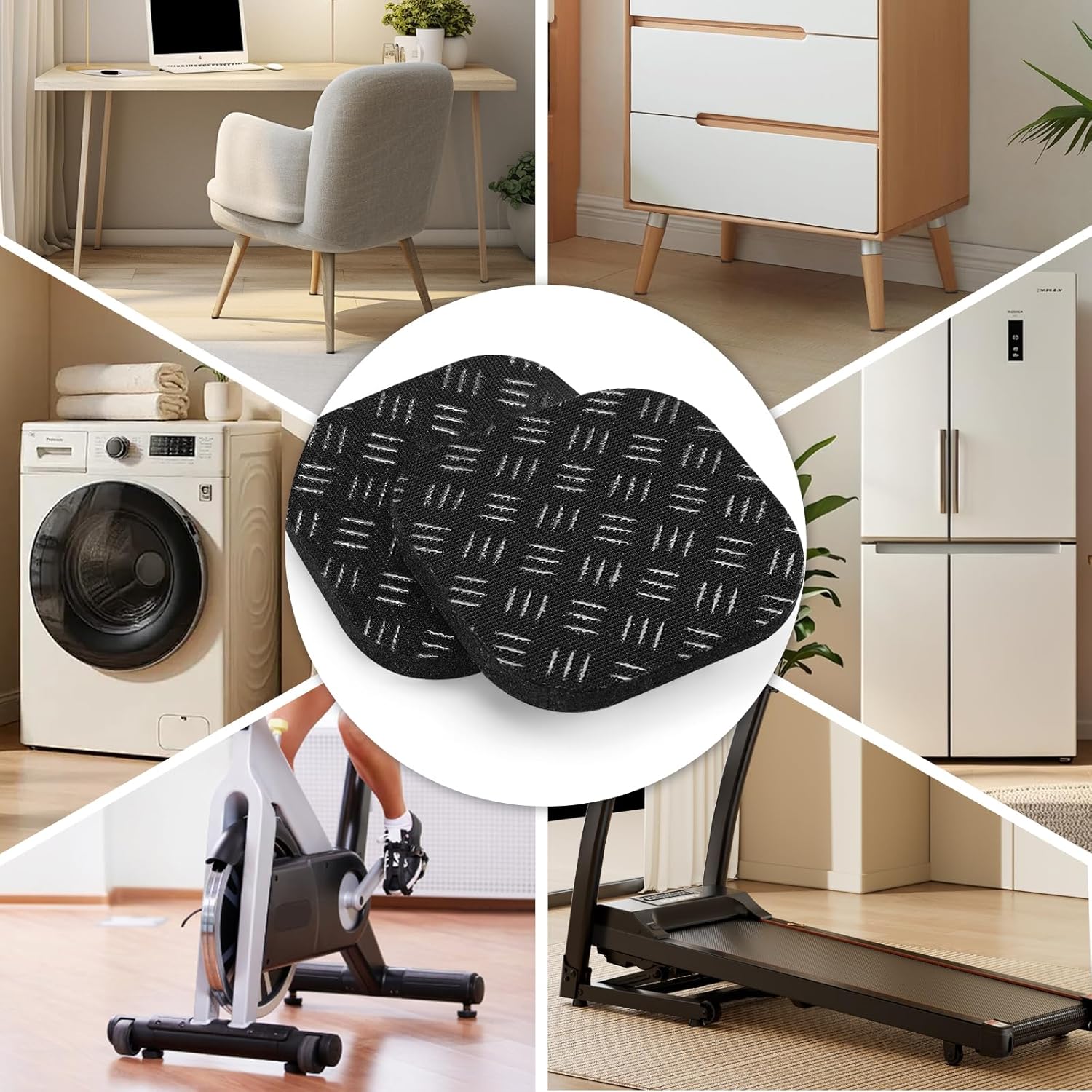 12PCS Non-Slip Furniture Pads for Hardwood Floors, 2'' X 2'' Cuttable Silicone Floor Pads for Furniture to Keep Furnitures from Sliding, No Adhesive Residue, Protecting Floors from Scratching