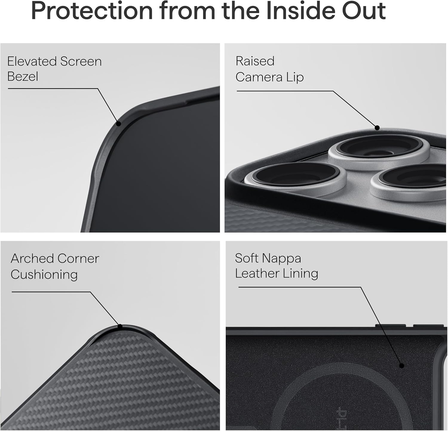 pitaka for iPhone 17 Pro Max Case 6.9", Military Grade Protective Case, Compatible with MagSafe, 600D Aramid Fiber Woven & TPU Combined, ProGuard - Black/Grey(Twill) - Image 4