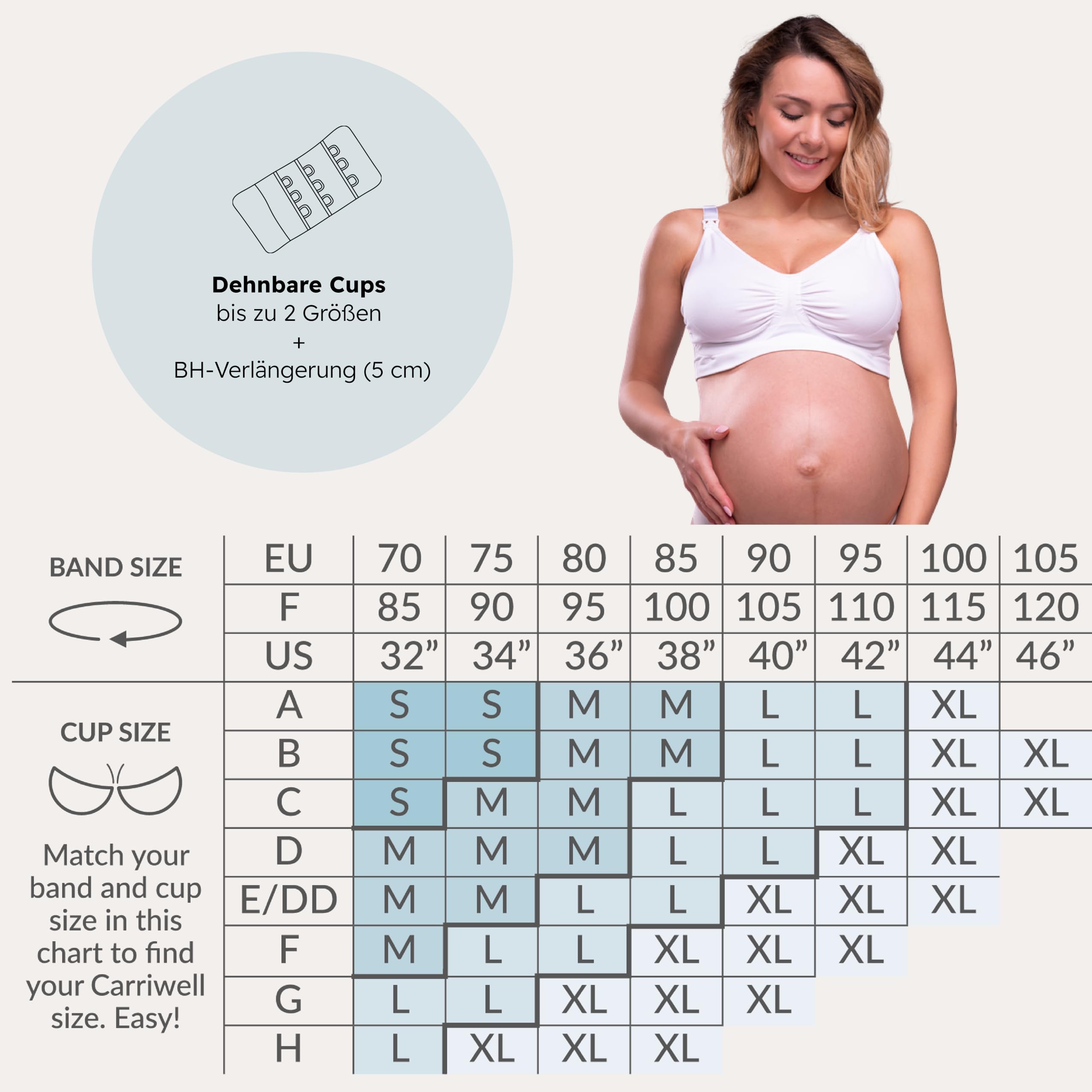 Carriwell Gel-Support Schwangerschafts- & Still-BH | Patentierte Gel-Bügel Unterstützung, Still BH mit Bügel, Atmungsaktiver Mikrostoff, Nahtlos & Anpassbar