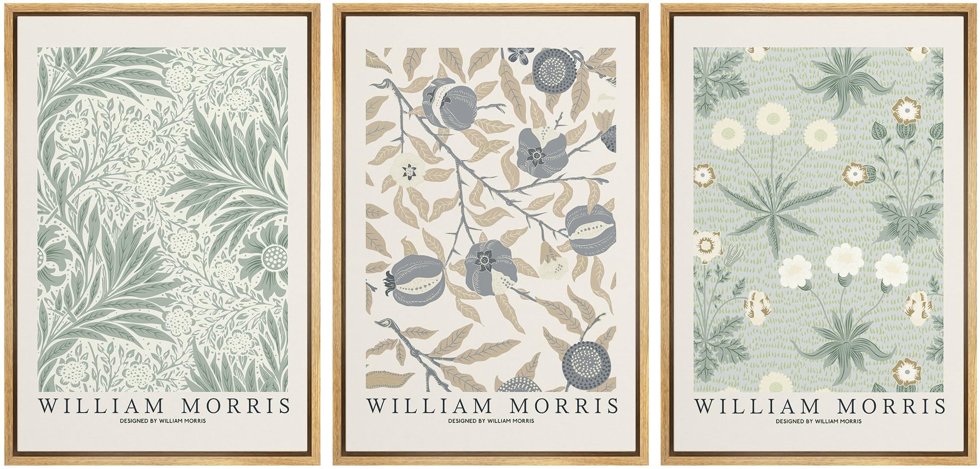 wall26 Framed Canvas Print Wall Art Set William Morris Flower Market Exhibition Poster Nature Wilderness Illustrations Modern Art Decorative Floral