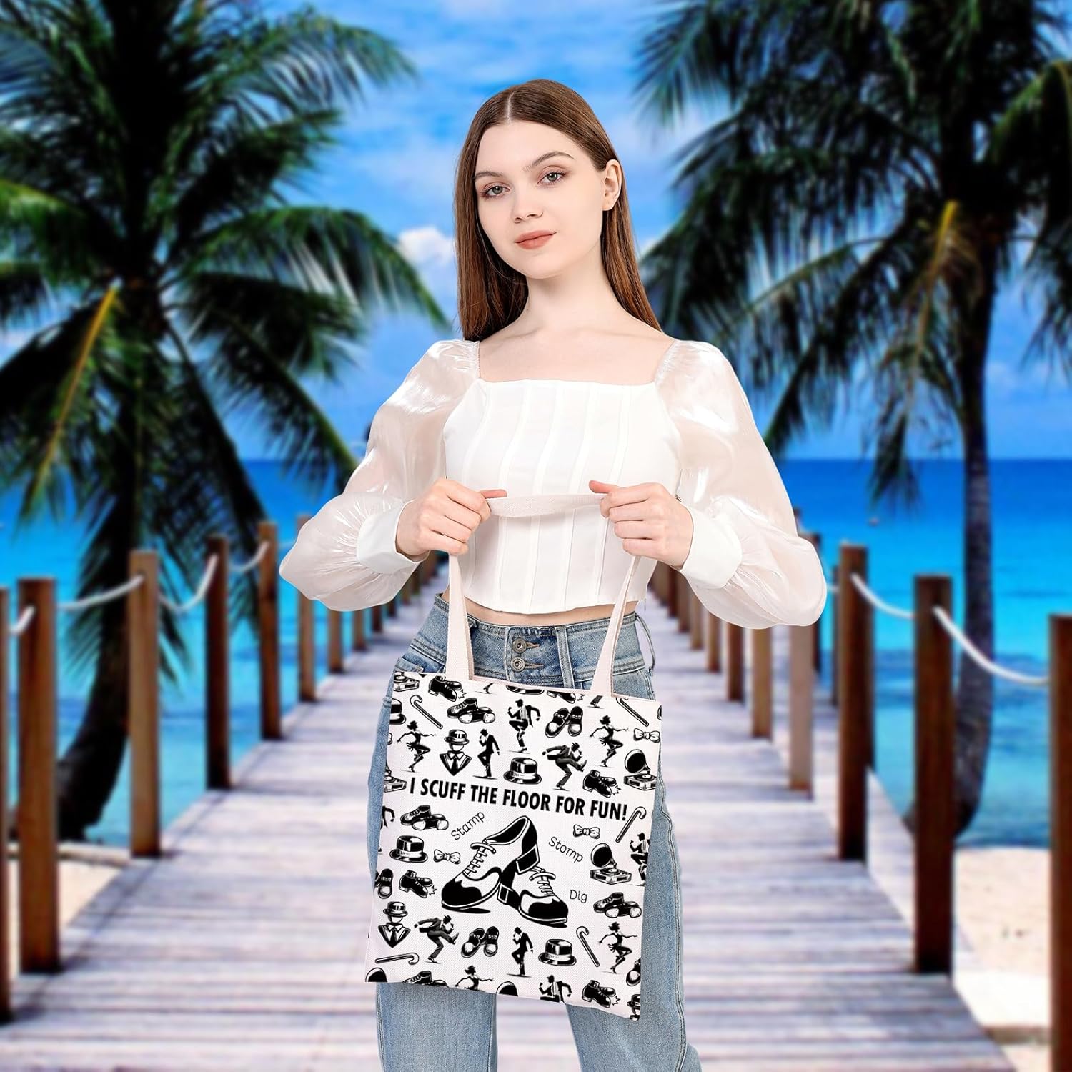 BDPWSS Tap Dancer Gift Tap Dancing Lover Gifts Dance Mom Tote Bag Dance Teacher Shoulder Bag Dance Recital Gift - Image 3