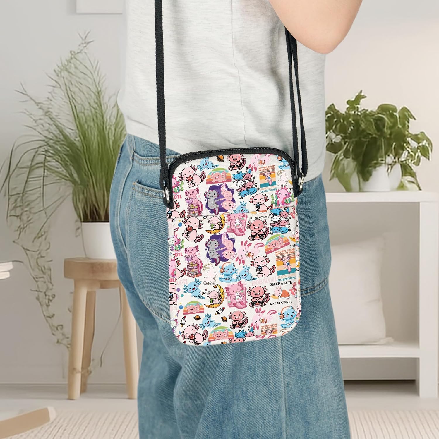 LEVLO Cute Axolotl Crossbody Bag Bobalotl Fans Gift Gamesolotl Lover Shoulder Bag Salamander Merchandise - Image 7