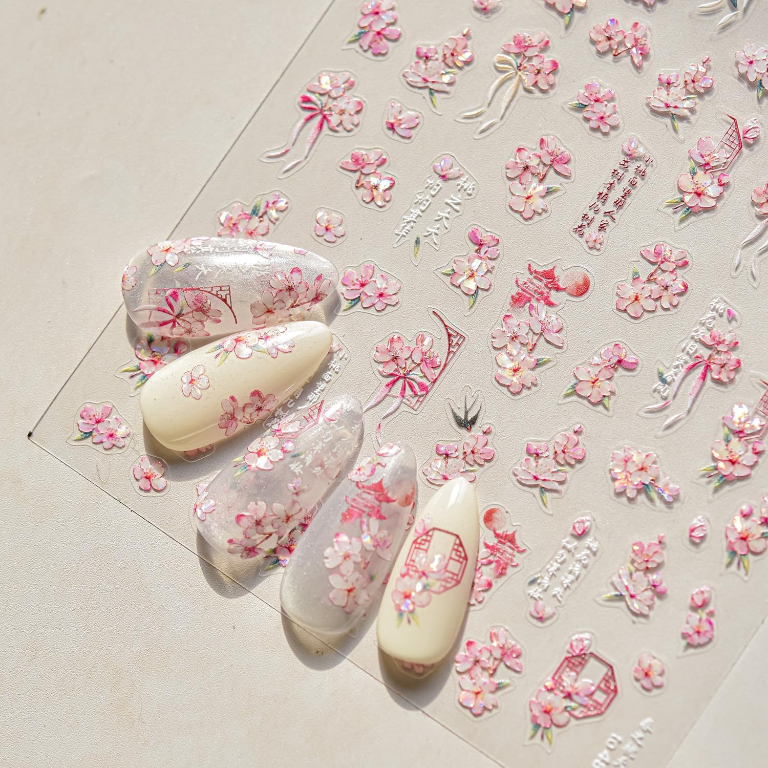 1 Sheet White French Tips Pearls Nail Art Stickers 5D Embossed Romantic Nail Stickers Line Nail Decals Design Nail Accessories French Line Manicure Supply for Women Valentines Day Nail Art Decoration