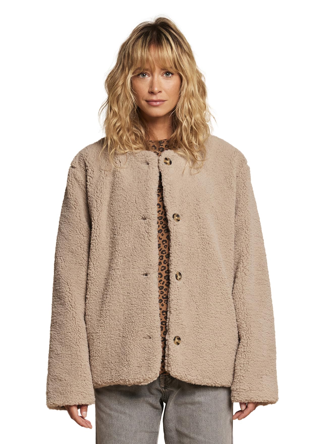 ENVIE DE FRAISE Umstandsjacke mit Teddyfleece Mama-Tochter-Capsule, Futter mit Leo-Print