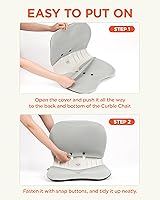 Vista 6 de curble Wider Cover, Detachable Cover for Teenager Chair, Ergonomic Chair Back Support and Lumbar Support (Cover Grey)