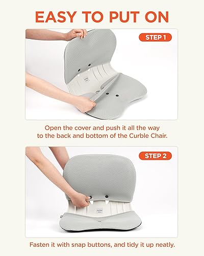 Miniatura 6 de curble Wider Cover, Detachable Cover for Teenager Chair, Ergonomic Chair Back Support and Lumbar Support (Cover Grey)
