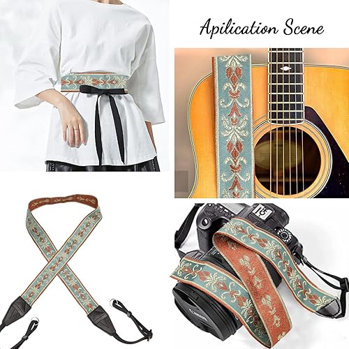 Miniatura 5 de CHGCRAFT Cinta jacquard vintage de 5.47 yardas, estilo étnico, bordado, estilo bohemio, ribete de encaje jacquard para bricolaje, costura,