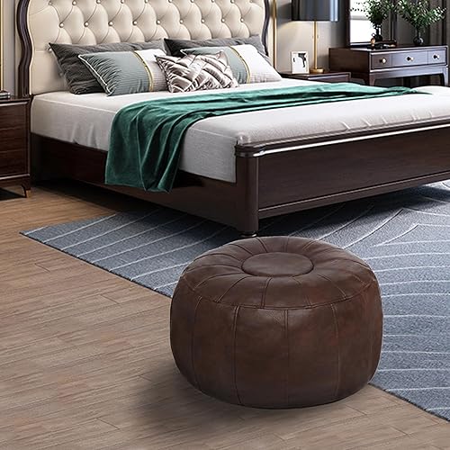 Miniatura 17 de Thgonwid Funda de puf otomano marroquí sin relleno, solución de almacenamiento para reposapiés otomano, silla puf, reposapiés, color negro Negro