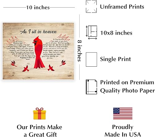 Miniatura 2 de As I Sit In Heaven - Spiritual Wall Art Decor. Inspirational Wood Design Replica, Memorial Word Wall Art Print. Ideal For Home Decor, Office Decor,