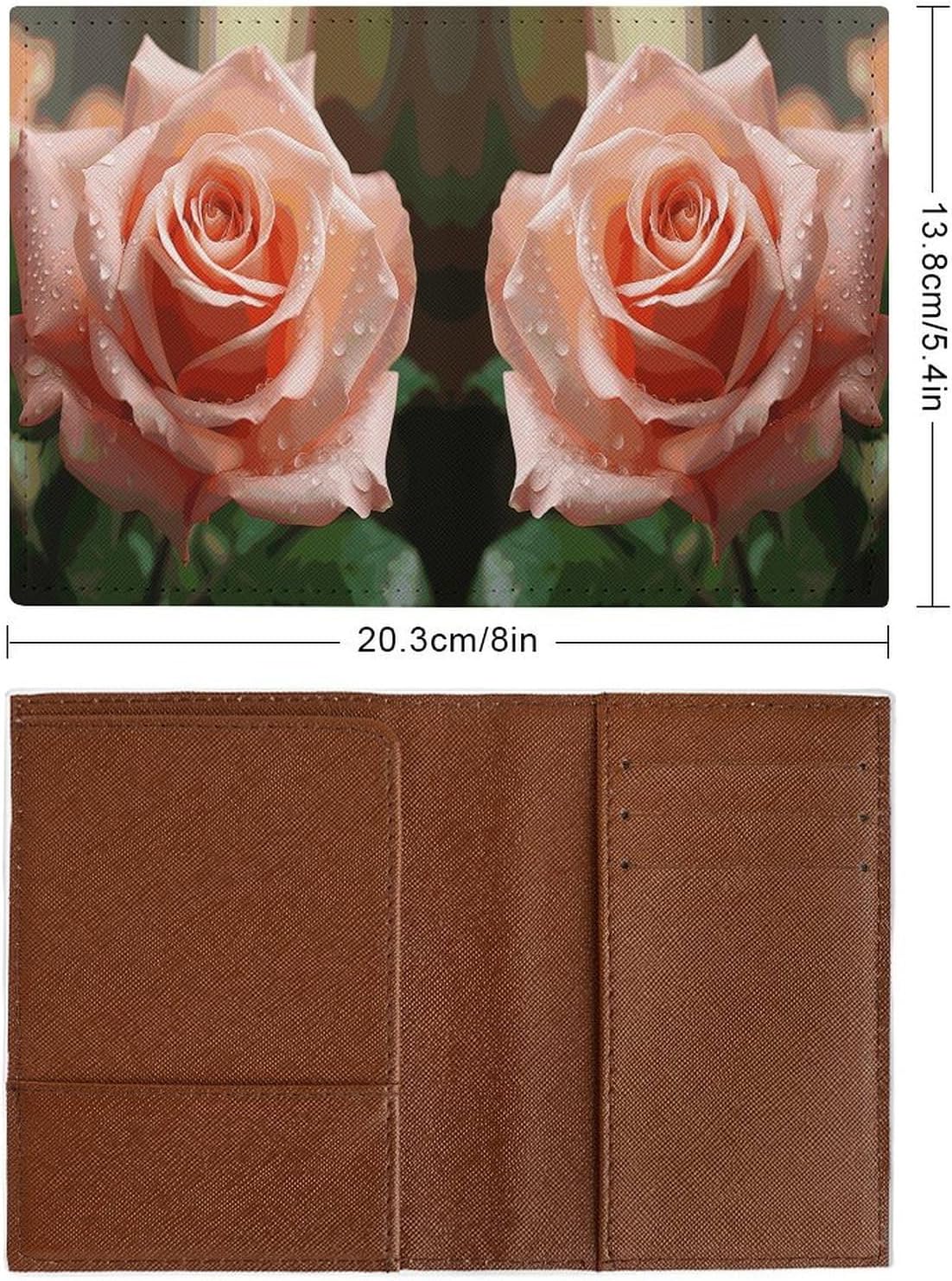 Rose Flower Pink Passport Holder Travel Passports Wallet with Card Slot Passport Cover PU Passports Protector