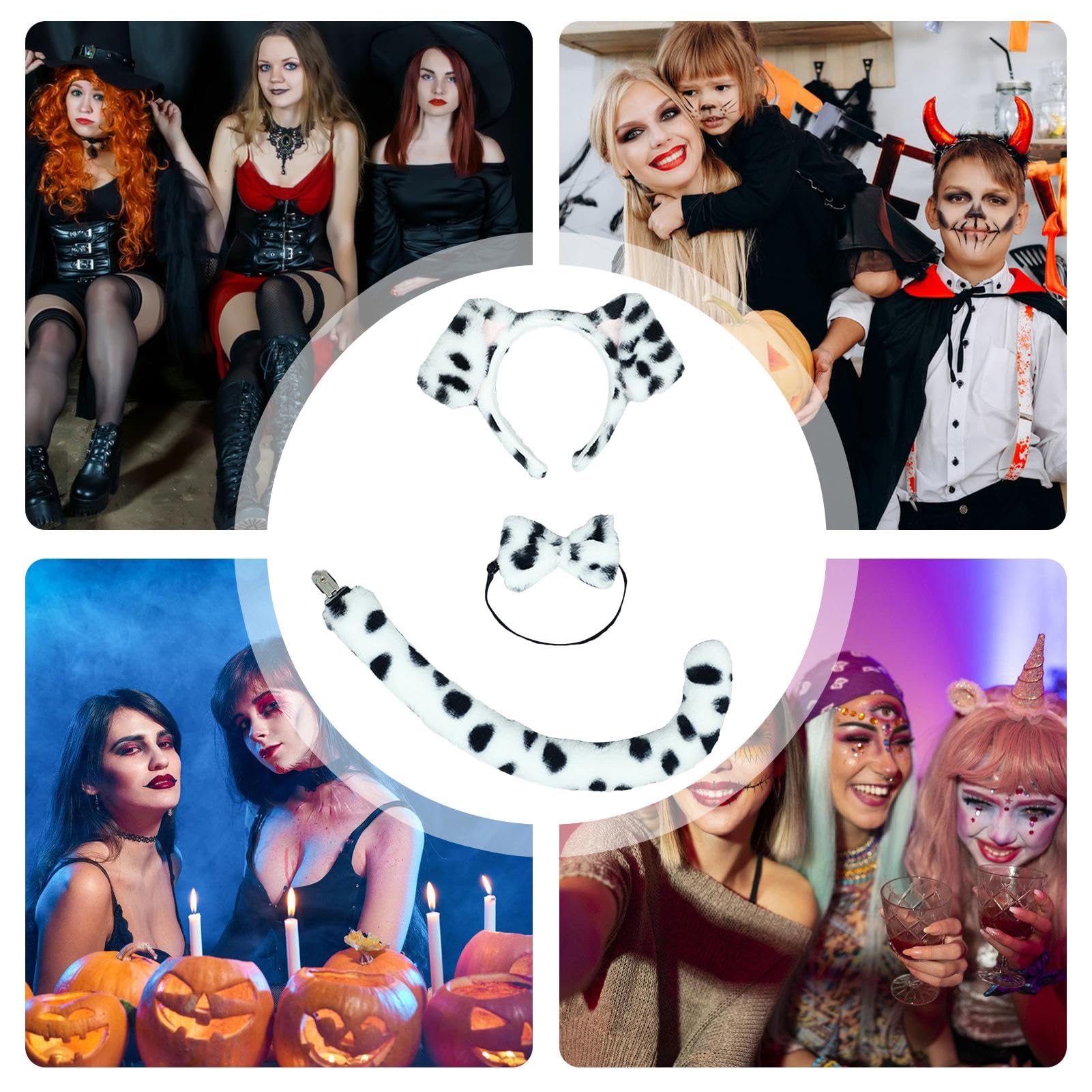 Opaska na głowę dla psa i ogon, opaska na głowę, kostium z muszką, akcesoria na imprezę, cosplay, zestaw akcesoriów na imprezę halloweenową
