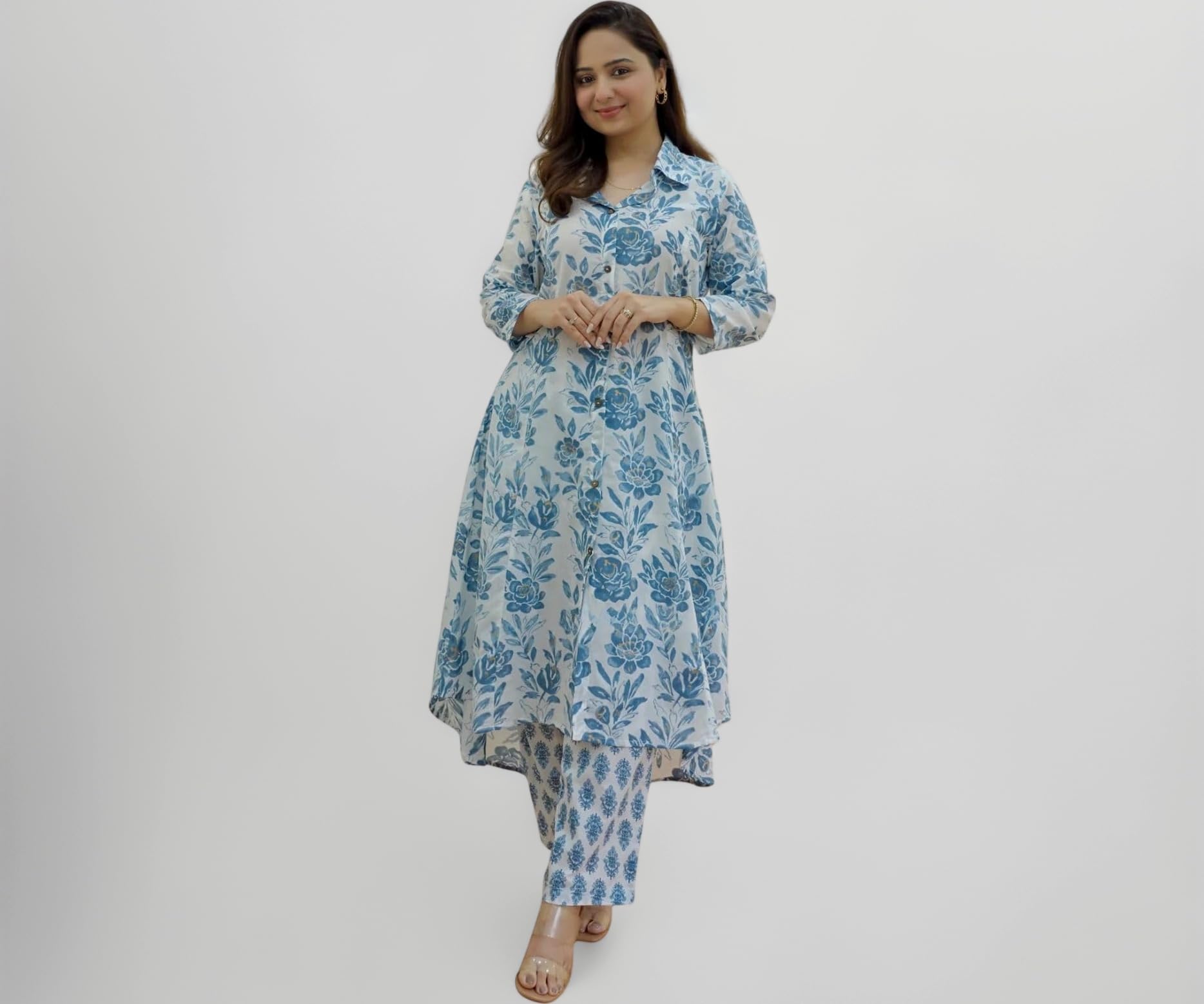 GRECIILOOKS Kurta Sets women stylish | Kurta's Set | Woman Ethnic Co-Ord Set | Women's Straight Printed Kurta with Pant | Festive Indian Traditional Outfit Dress for Functions & Puja | 3/4 Half Sleeve