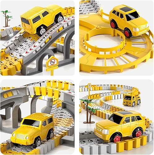 Miniatura 6 de iHaHa 236 juguetes de construcción pistas de carreras para niños y niños 6 piezas de automóvil de construcción y juego flexible para crear una