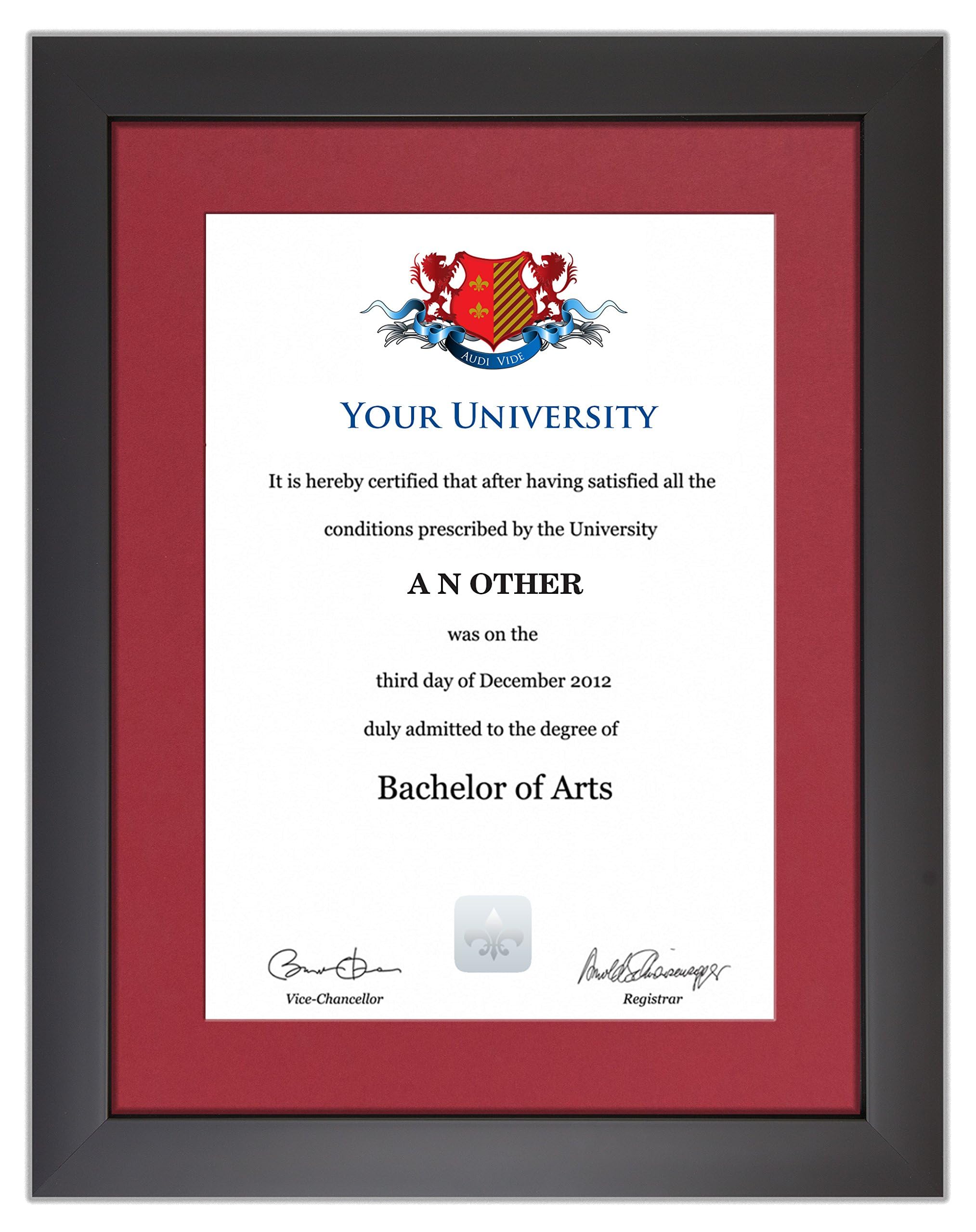 Evs Evess Maroon Graduation Certificate Frame - Sleek Modern Style With Glass Front, A4 Diploma And Document Display Holder (Maroon)