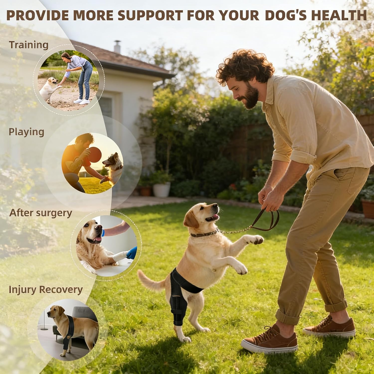 Dog Knee Brace for Torn ACL,Dog ACL Braces with Side Stabilizers,Adjustable Dogs Leg Brace Suitable for 4 Limbs,Dogs Hip Brace for Arthritis Relief, Joint Stability,Reduces Pain and Inflammation