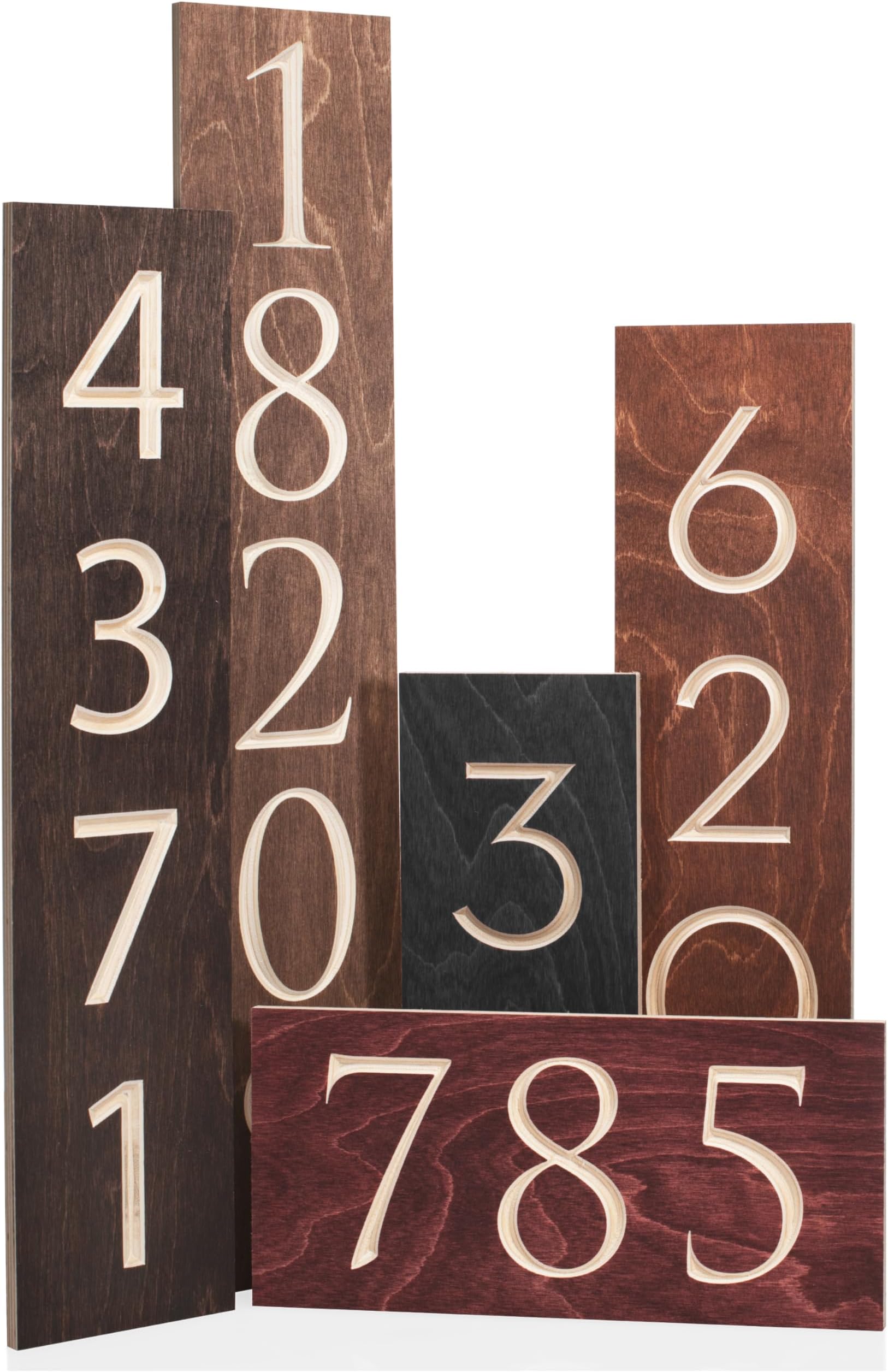 Modern Vertical House Number Sign for Outside, Custom Address Plaque - White or Black Numbers, 3 Colors, Up to 6 Digits - Numeros para Casa Exterior