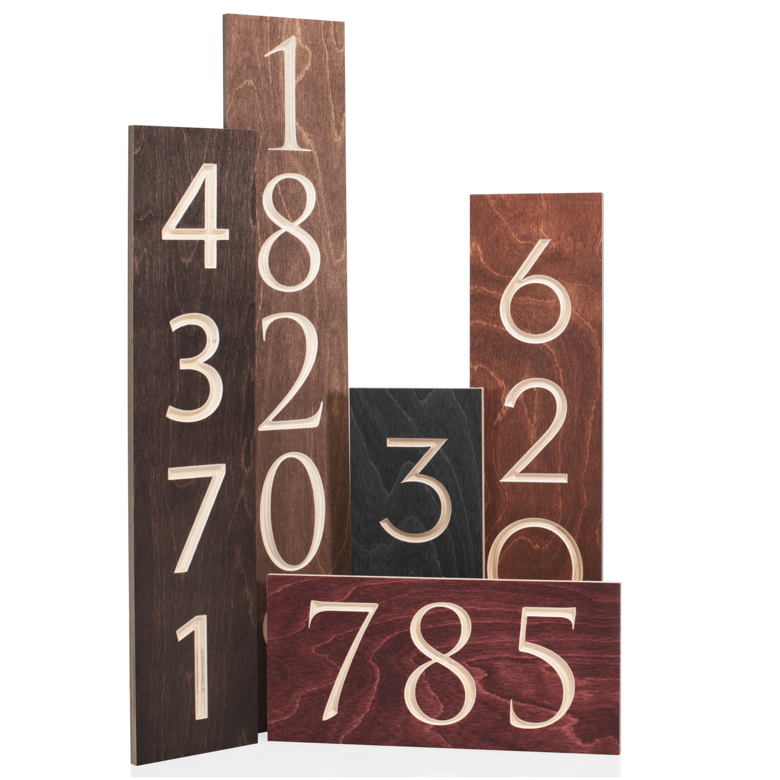 Modern Vertical House Number Sign for Outside, Custom Address Plaque - White or Black Numbers, 3 Colors, Up to 6 Digits - Numeros para Casa Exterior