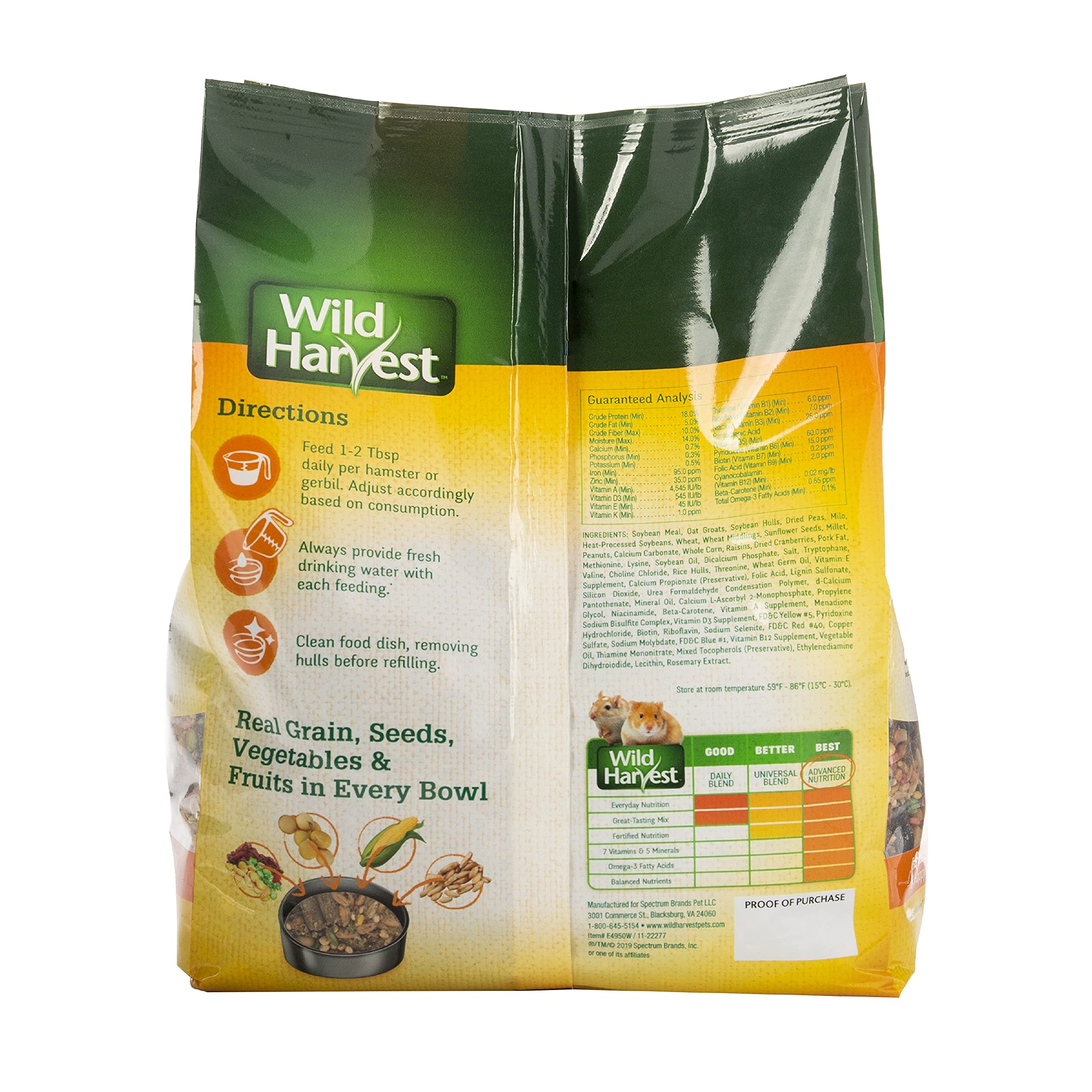 Wild Harvest Advanced Nutrition Diet Hamster/Gerbille Jaune 1,8 kg