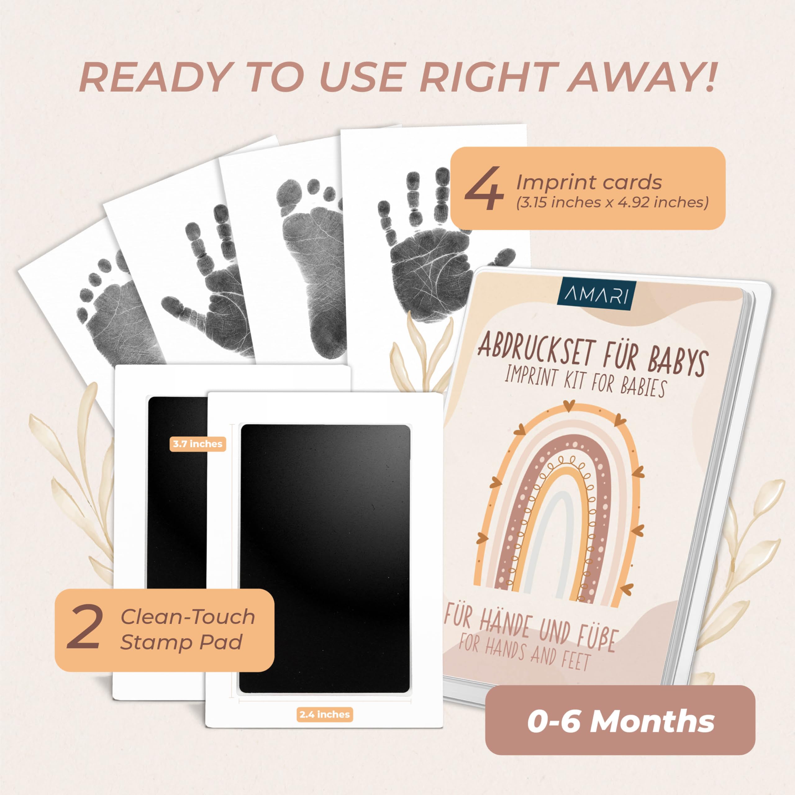AMARI ® Baby Handprint & Footprint Kit, Inkless Hand & Foot Print Set, Newborn Keepsake & Baby Shower Gift - Image 3
