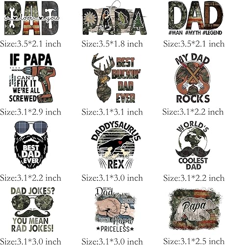 Miniatura 2 de 12 calcomanías para planchar para el Día del Padre, parches para planchar en ropa, calcomanías de transferencia de calor para camisetas, apliques de