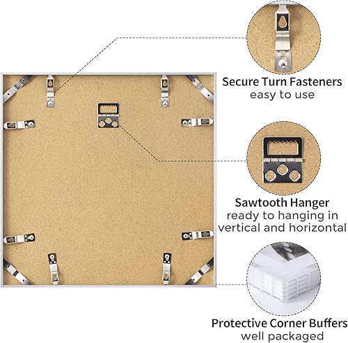 Miniatura 126 de Fun Memories Portarretratos de metal de 16 x 20 pulgadas con paspartú de 11 x 14 pulgadas, acabado de aluminio cepillado, parte delantera de vidrio