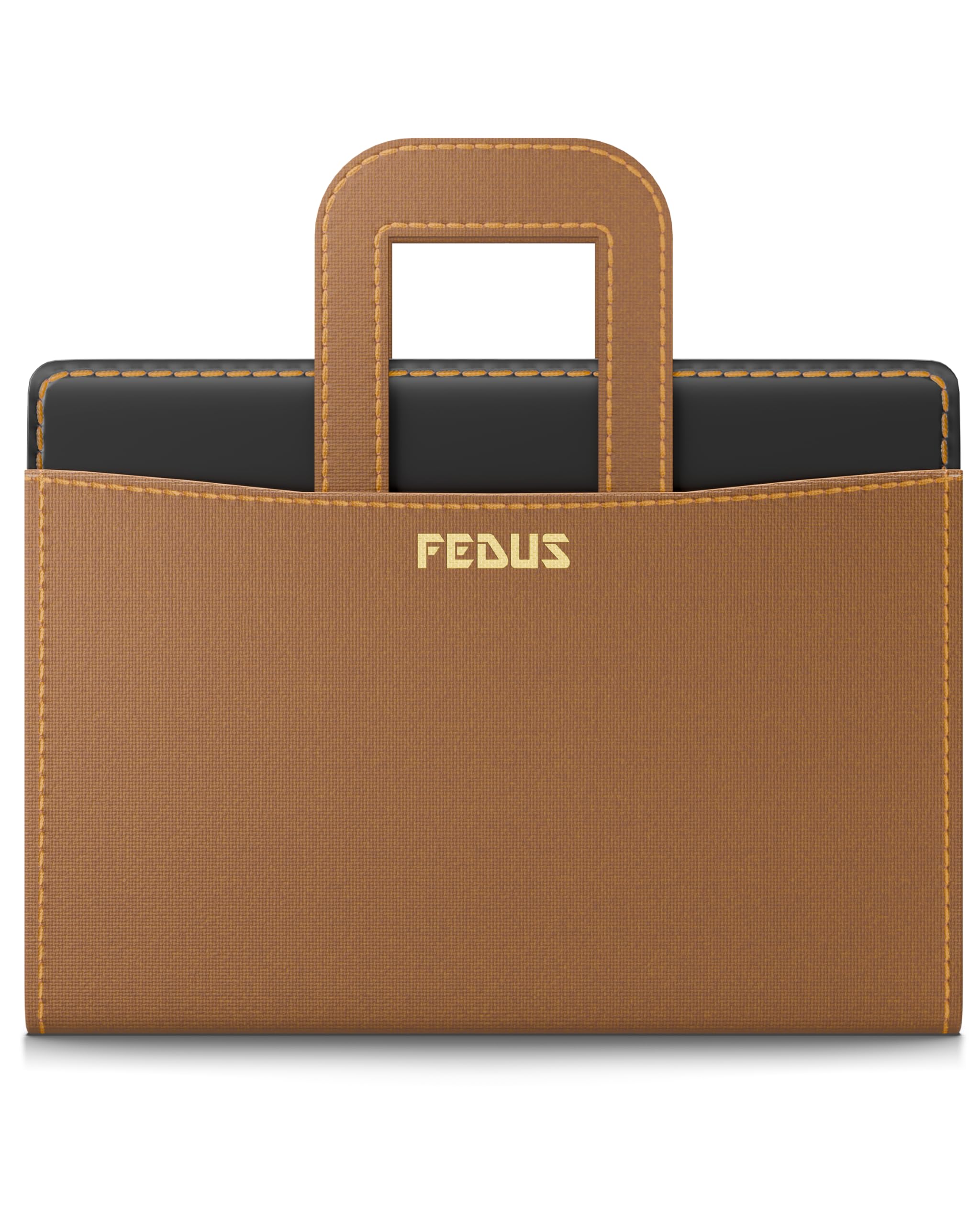 FEDUS Files for Documents 10 Leafs Foolscap Size (Bigger Than A4 Size) 4 Ring File with Hidden Handle Multipurpose Leatherette Portfolio Professional Executive Document File Folder for certificates
