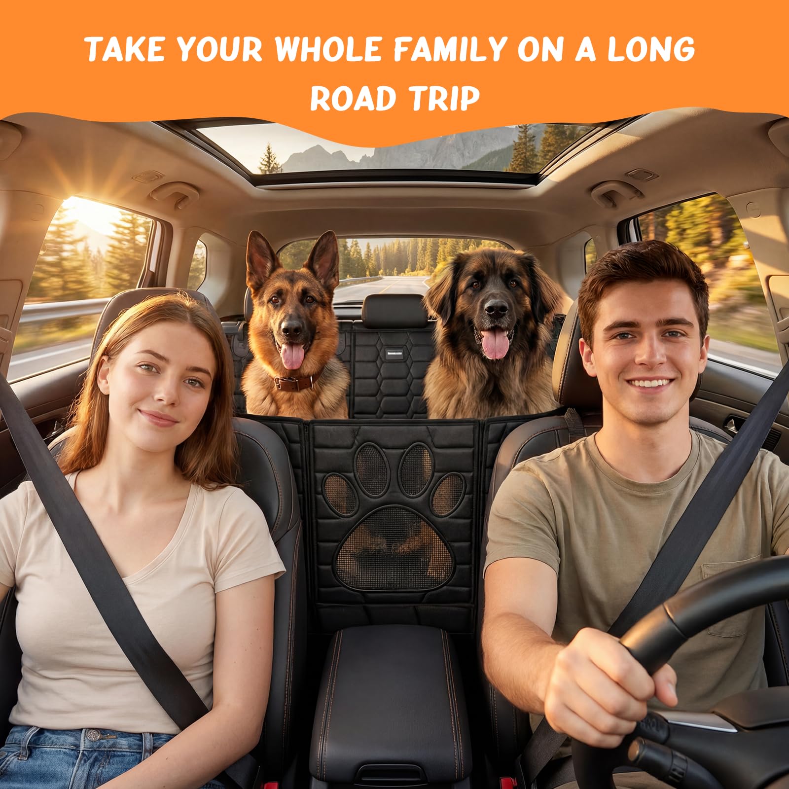 Extension de Banquette Arrière pour Chien, Housse de Siège Voiture avec Fond Rigide Supporte jusqu'à 204 kg, Lit de Voiture Pliable en Tissu Oxford 1680D Imperméable, pour SUV, Berline & Break