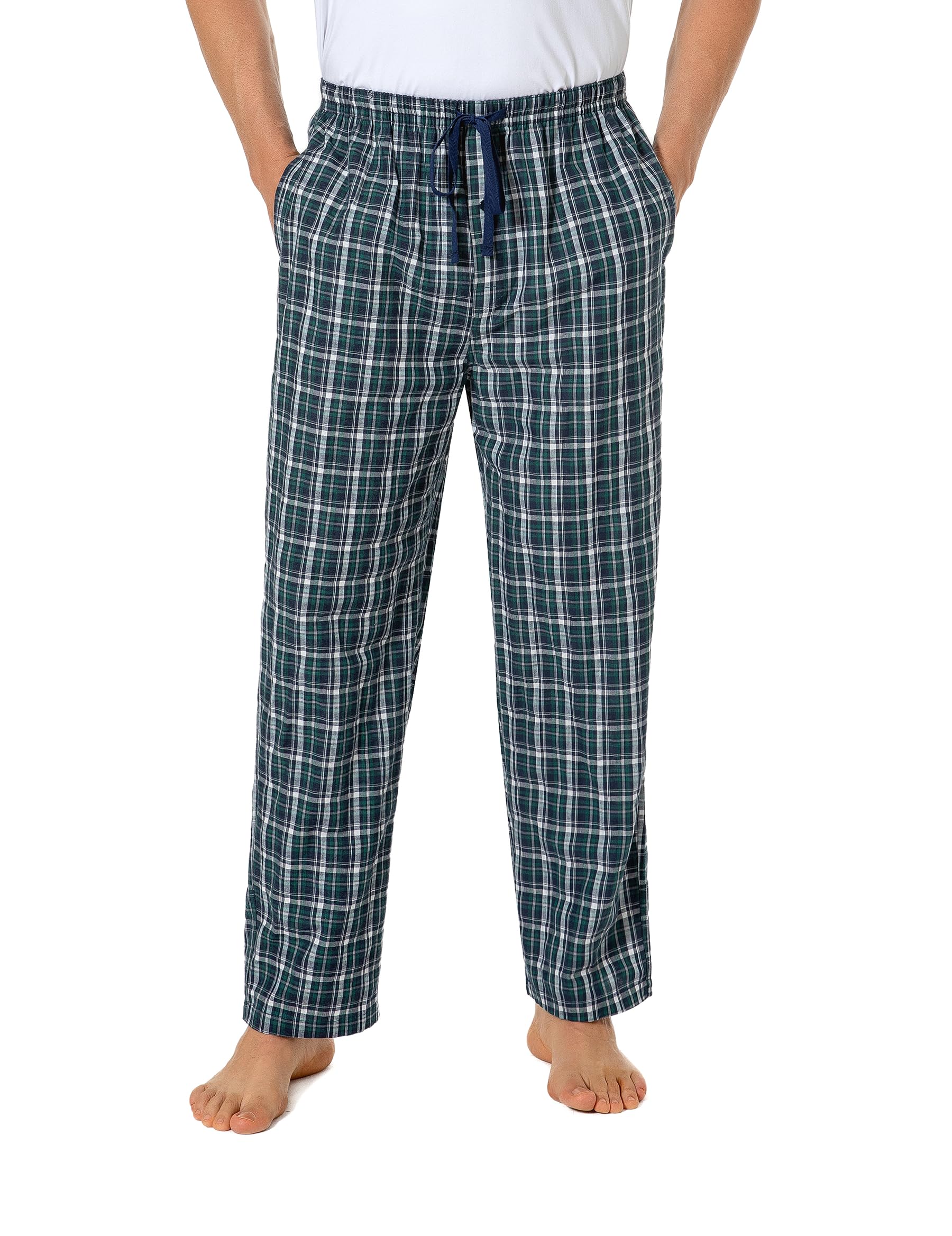 Jveyvth Mens Pyjama Pants 100% Cotton Plaid Sleep & Lounge Pants, PJ Bottoms with Pockets ...