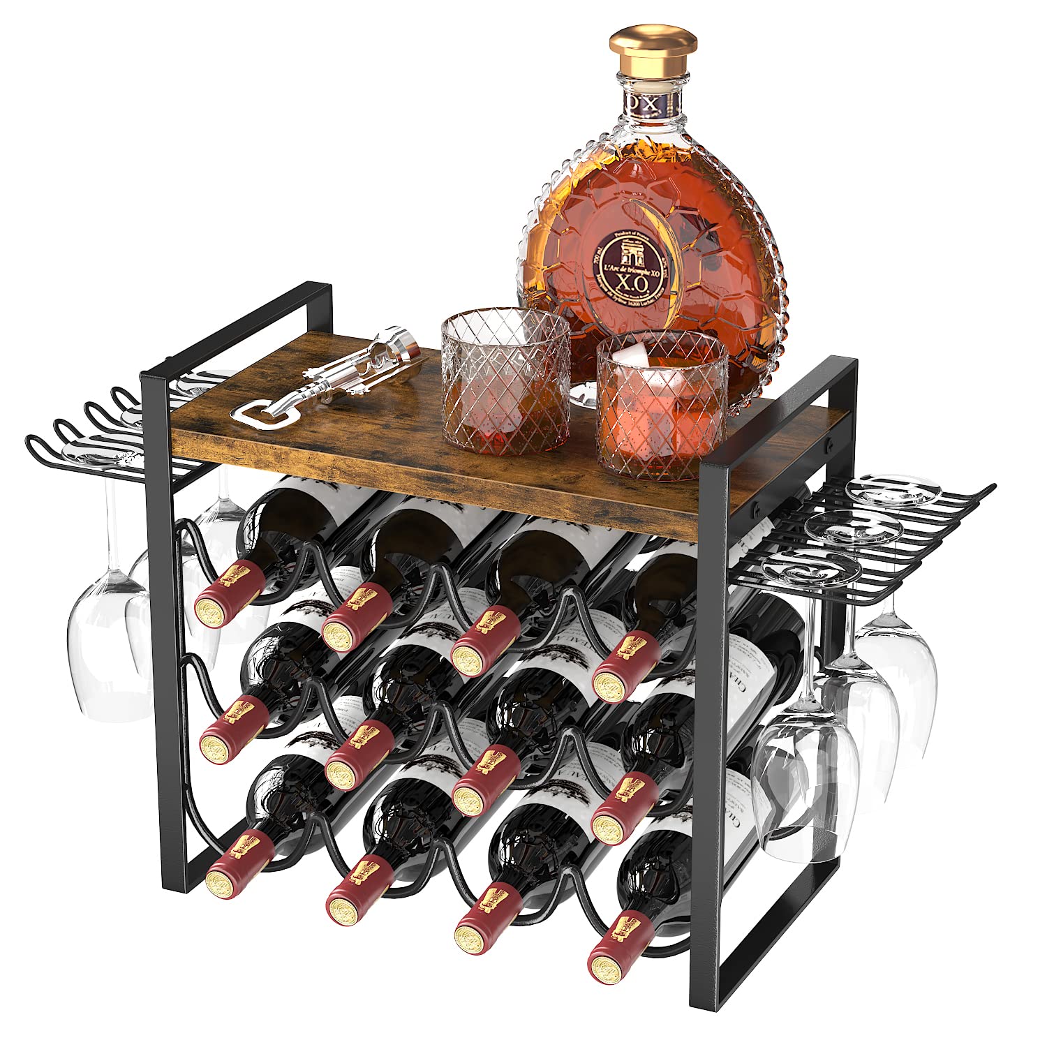JAFUSI Wine Rack with Glass Holder