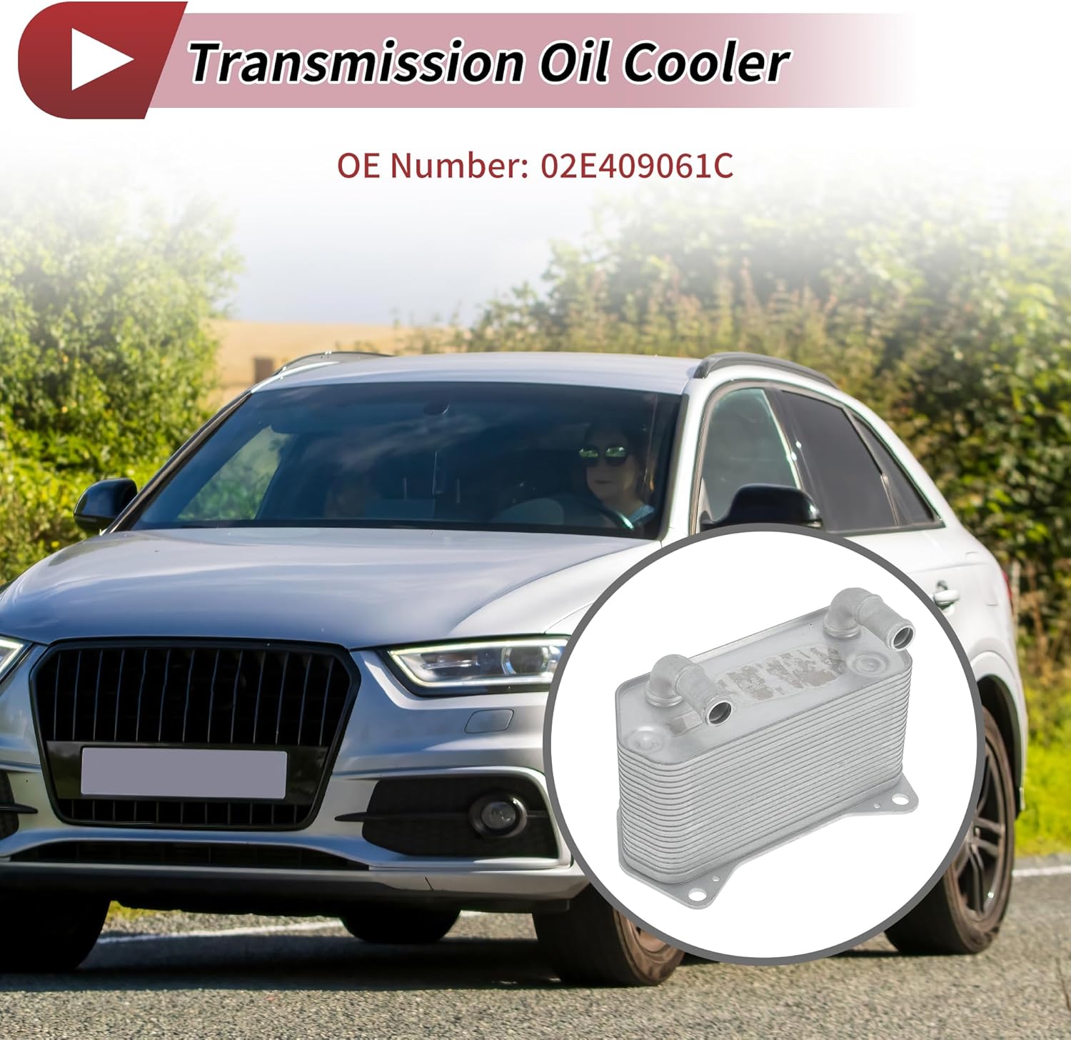 Engine Oil Cooler for Audi TT 2010-2014 Transmission Oil Cooler Trans Cooler No.02E409061C Aluminum Alloy Silver Tone 1 Pcs