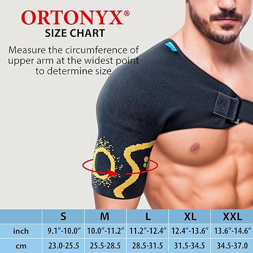 Miniatura 10 de ORTONYX Manga de compresión de soporte de estabilidad de hombro para soporte de manguito rotador, prevención de lesiones, articulación AC dislocada,