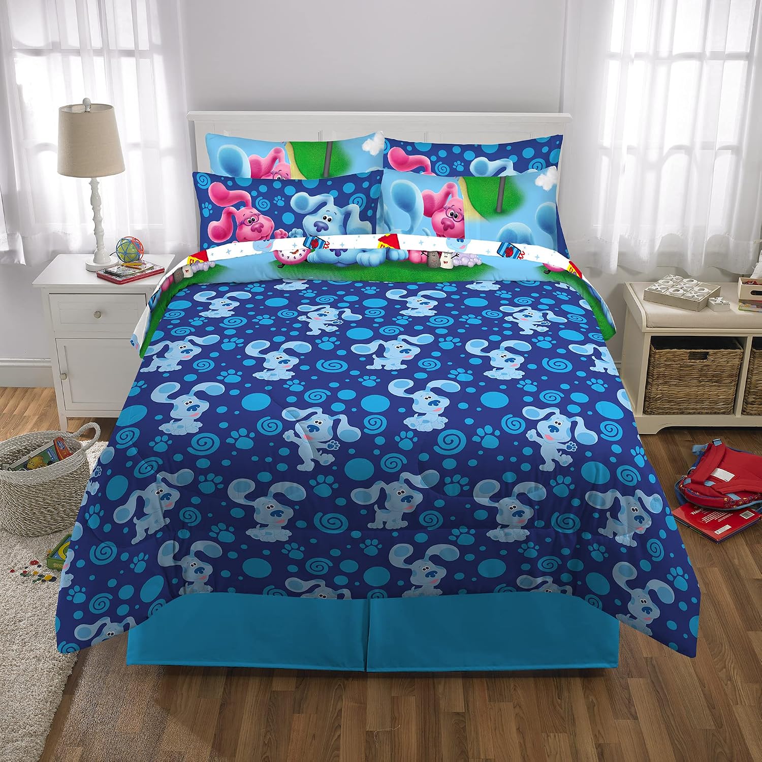 Franco Kids Bedding Super Soft Comforter and Sheet Set with Sham, 7 Piece Full Size, Blues Clues