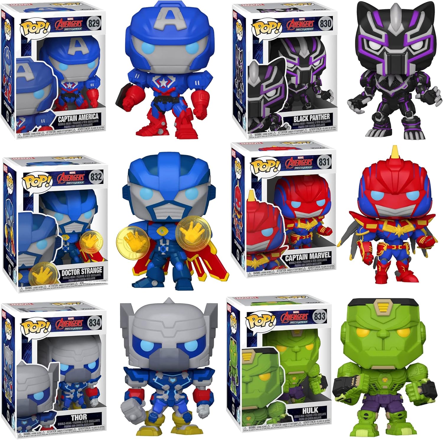 FunKo Pop! Marvel: Avengers Mech Strike Collectible Vinyl Figures, 3.75" (Set of 6)