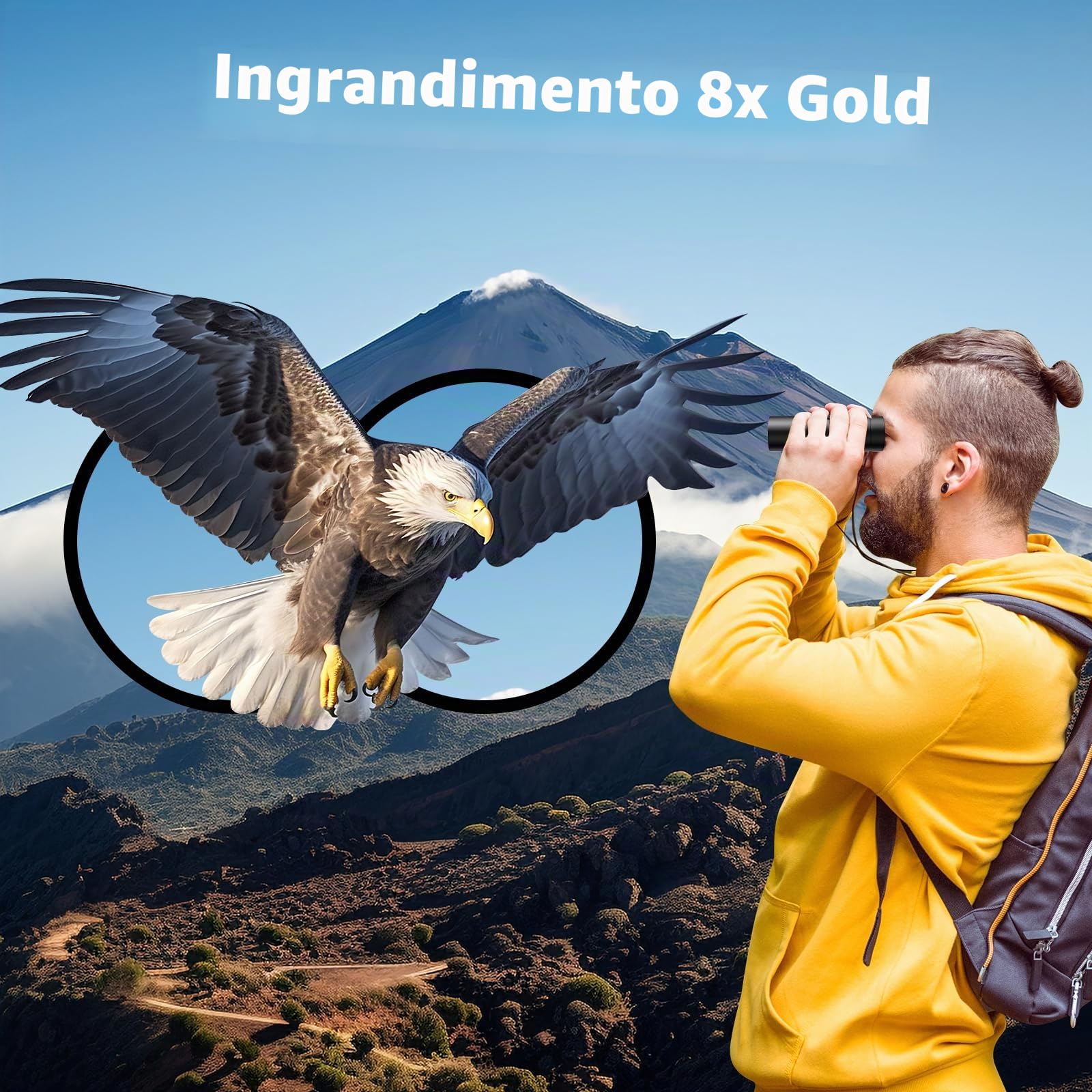 USCAMEL Binocolo Professionale Compatto, 8x21 Mini Binocolo, Alta Potenza Alta Definizione per Bird Watching, Escursionismo, Campeggio Caccia, Viaggio, Sportivi, Concerti