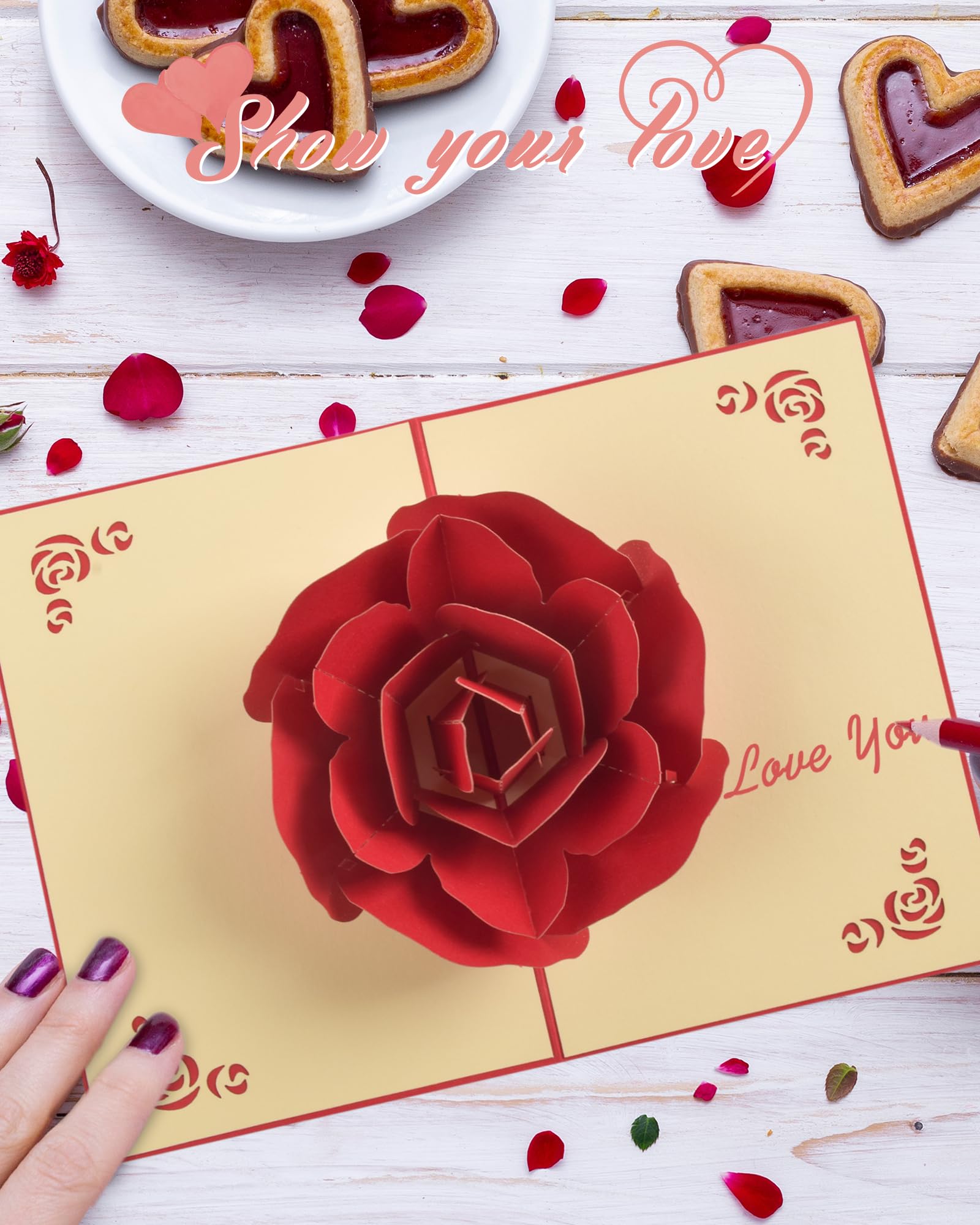 SPDYCESS Pop Up Valentijnsdag Kaart, 3D Trouwkaart, Romantische Bruiloftskaart Bruiloft Uitnodiging Kaart Wenskaarten Liefde Jubileumkaart voor Valentijnsdag Huwelijk Moederdag