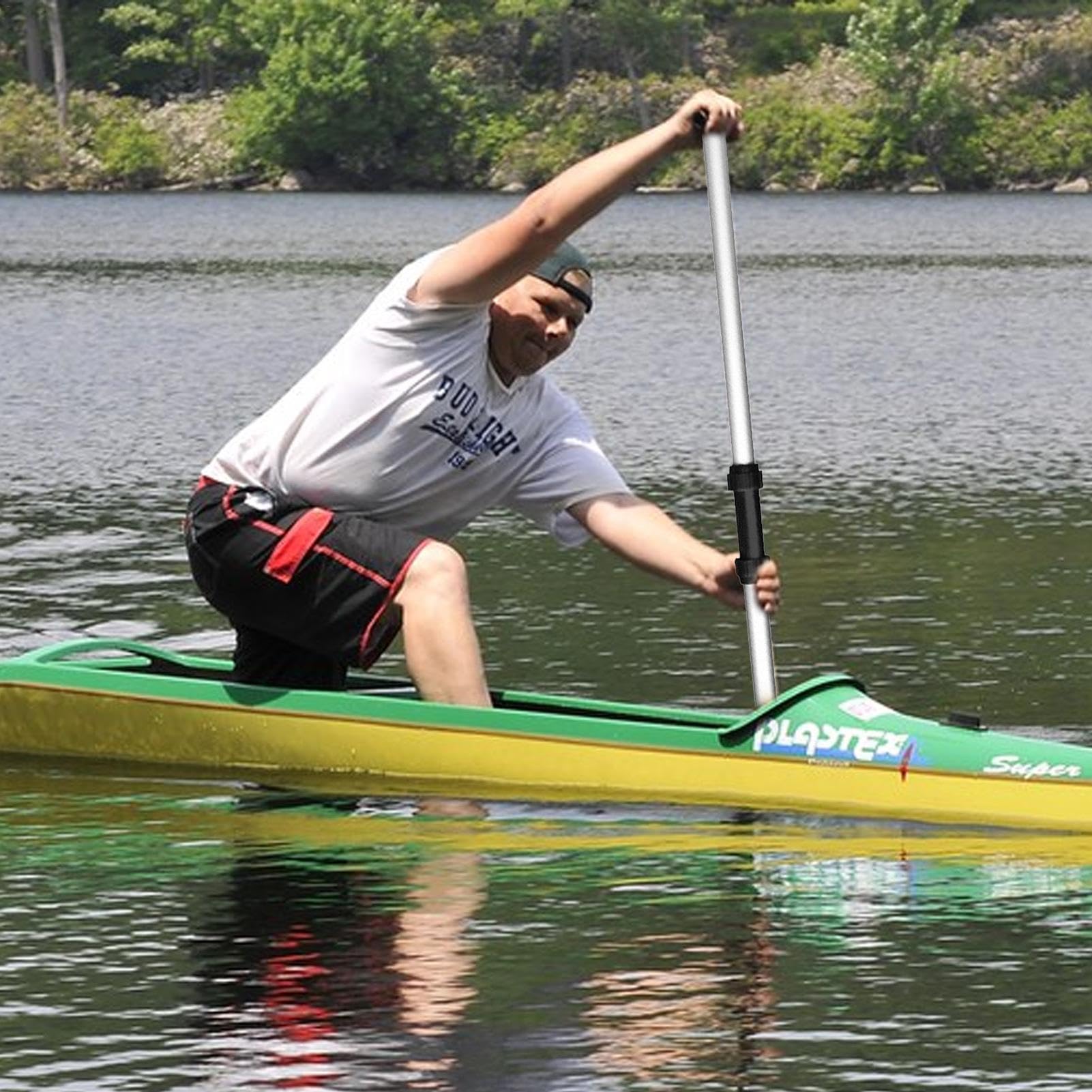 Pagaia per Kayak | Pagaia per S-up Regolabile | 49,6 Pollici Pagaie per Canoa | Lame Rinforzate con Albero Gonfiabile per Kayak con Funzione Antiscivolo per Applicazioni