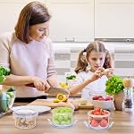 Kssvzz 6 Pack 10 oz Plastic Round Food Storage Containers with Lids Airtight, Stackable Small Food Containers Set with Clip Lock for Home, Kitchen, BPA-Free, Stackable