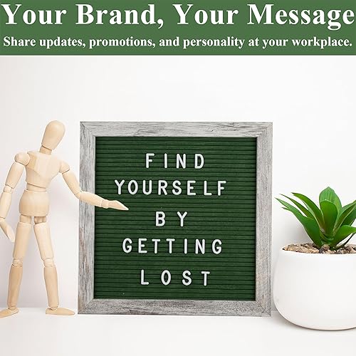 Miniatura 49 de C Crystal Lemon - Tablero de fieltro para letras, 10 x 10 pulgadas, tablero de madera para mensajes intercambiables, marco de madera, montaje en Gris