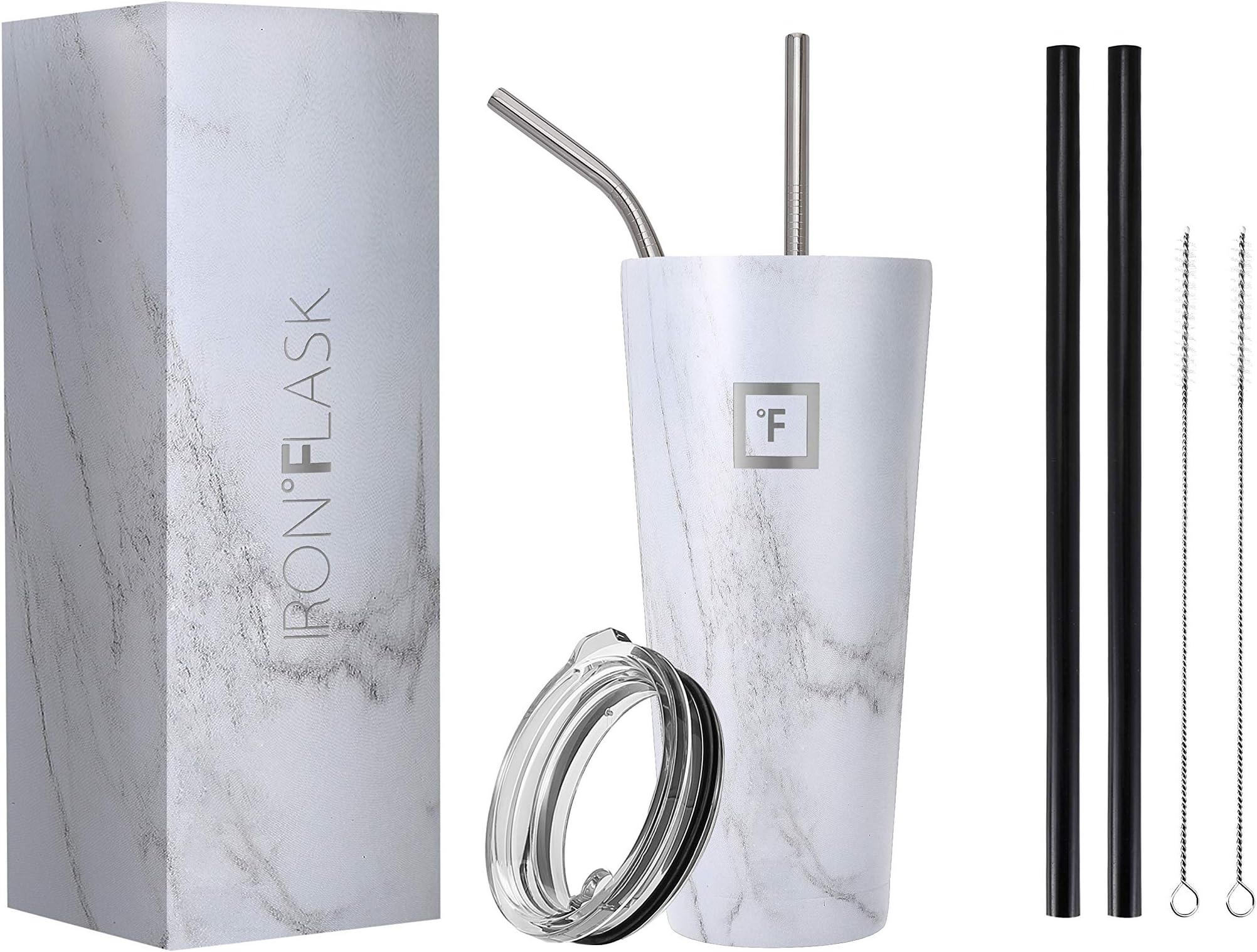 IRON FLASK 32オンス 真空断熱ステンレススチールタンブラー ストロー付き