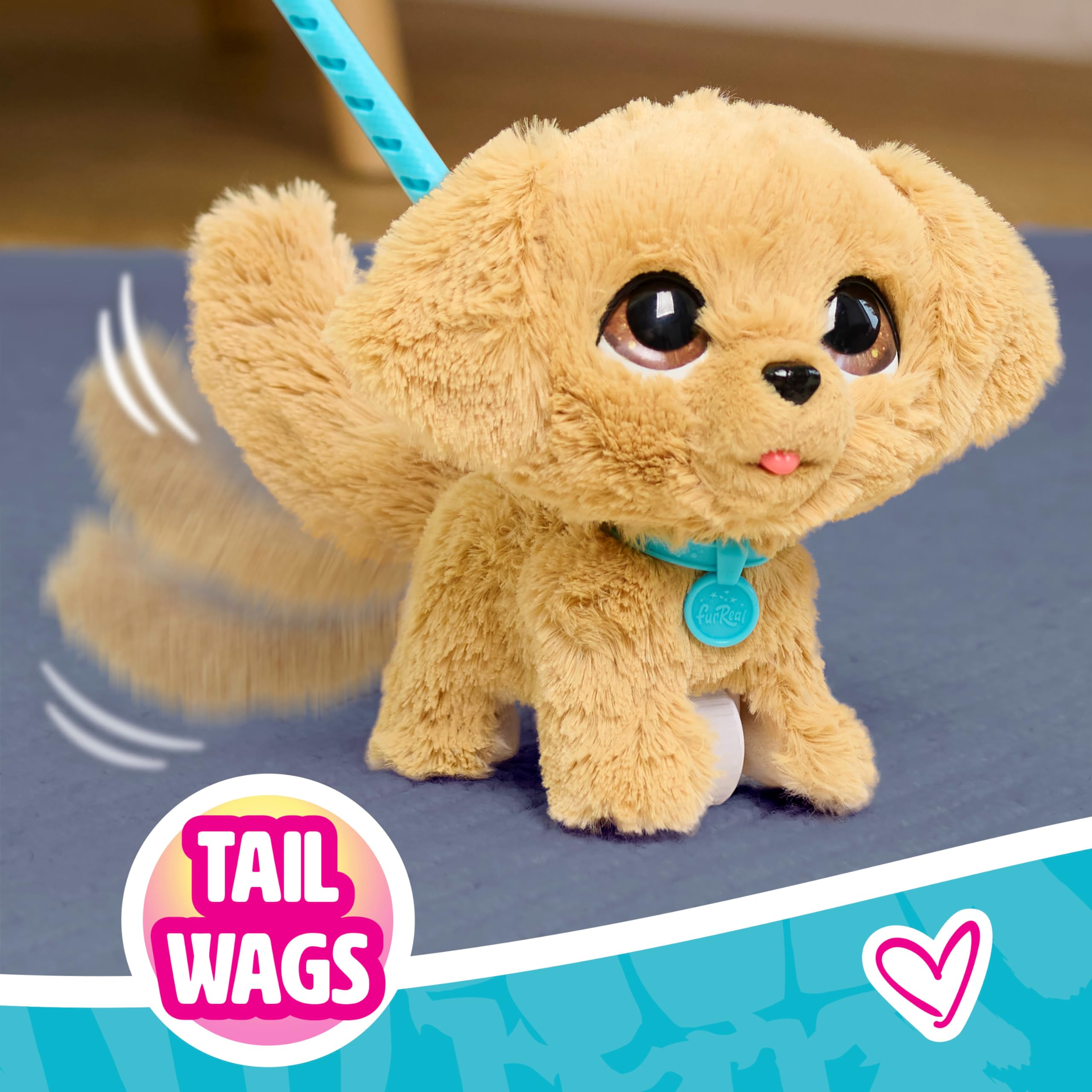 Just Play Golden Retriever Marcheur interactif de FurReal mesurant 20,3 cm de Haut, Animal en Peluche interactif, 4 Accessoires, Jouets Doux, Jouets pour Enfants de 4 Ans et Plus | Pretend Pet Pay avec chien en peluche, comprend 2 laisses amovibles, piles