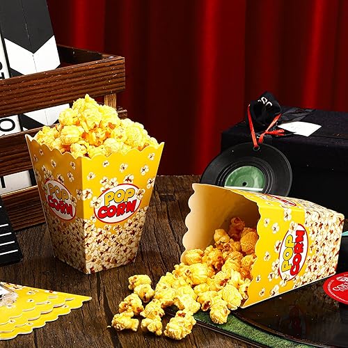 Miniatura 3 de Paquete de 100 cajas de palomitas de maíz para noche de cine, mini cubos de papel para palomitas de maíz, bolsas de cartón, contenedores de
