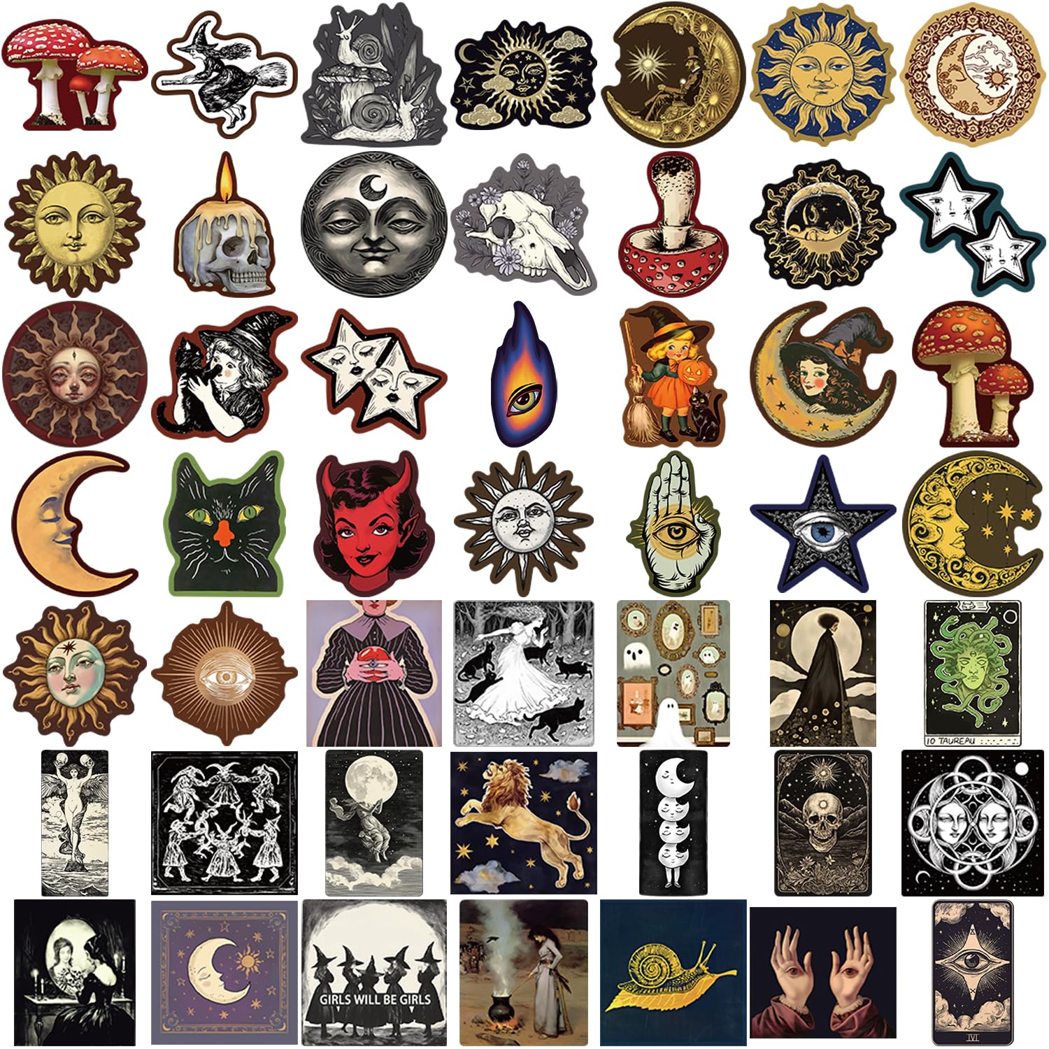 Paquete de 50 calcomanías misteriosas celestiales, calcomanías de anime de graffiti para laptop, Kindle, diario, álbum de recortes, maleta, computadora, botella de agua, monopatín, cuaderno