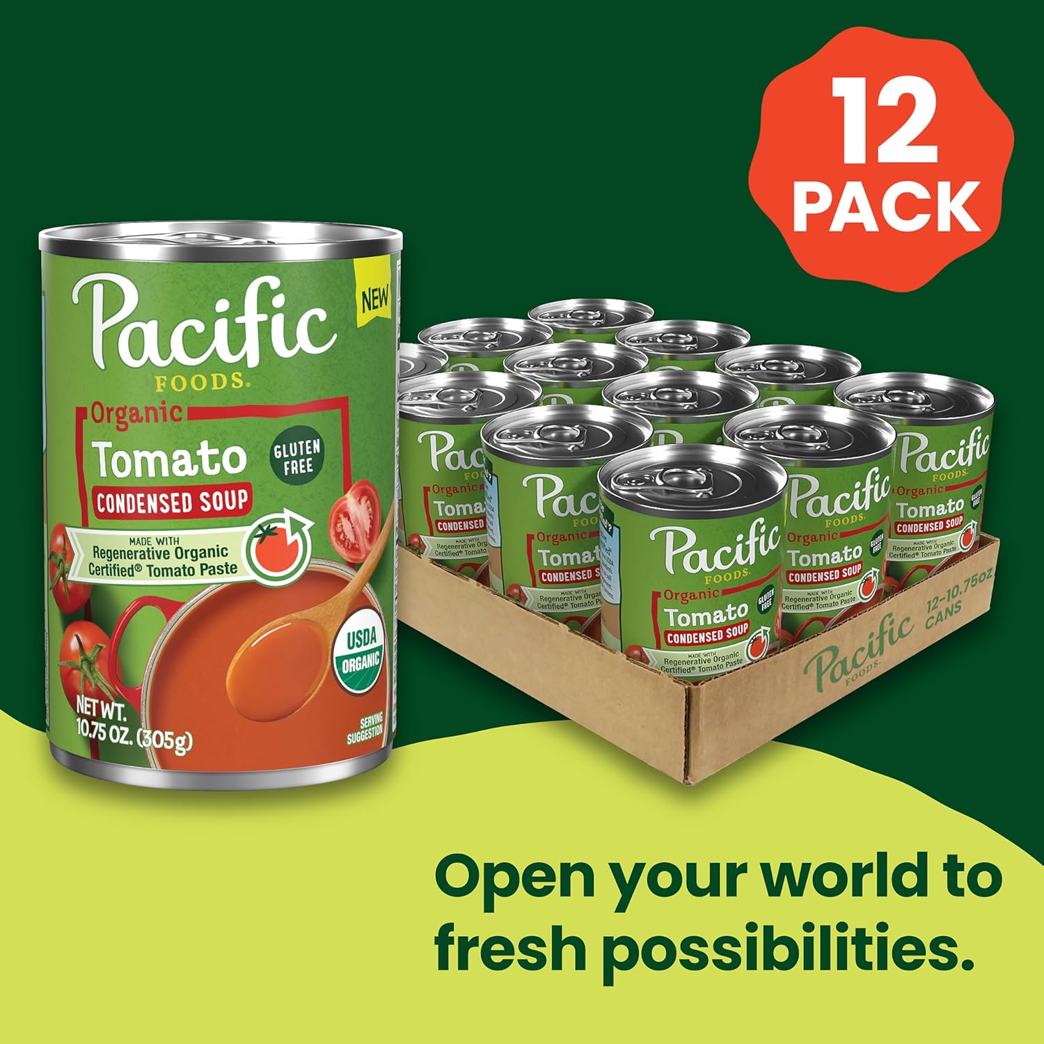 Pacific Foods Organic Condensed Tomato Soup, 10.75 oz Can (12 Pack)