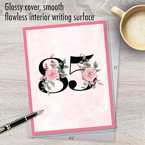 Miniatura 5 de NobleWorks Tarjeta de papel de cumpleaños jumbo 85th Milestone de 8.5 x 11 pulgadas con sobre (paquete de 1) grande Jumbo Floral Age 85 J8263MBG